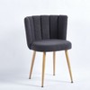 Sapphtopaz Modern Dining Chairs Set of 2 Short-Hair Upholstered Wide Backrest Chairs with Iron Tube Wood Color Legs for Kitchen and Dining - 4 of 4