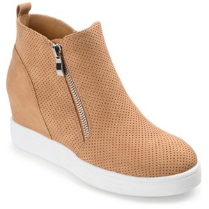 Journee Collection Womens Pennelope Round Toe Double Zip Wedge Sneakers - 1 of 4