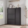 Wooden Shoe Cabinet with 3 Filp Drawers, 2-Tier Slim Shoe Rack with Adjustable Shelf,Narrow Freestanding Shoe Storage Organizer for Entryway, Hallway - 4 of 4