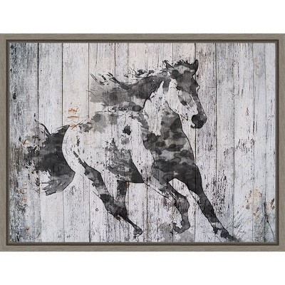 Amanti Art Running Black Horse by Irena Orlov Canvas Wall Art Print Framed 24 x 18-in.