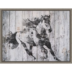 Amanti Art Running Black Horse by Irena Orlov Canvas Wall Art Print Framed 24 x 18-in. - 1 of 4