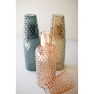 Bubble Glass Carafes with Tumblers – 9.25"H Painted Glass Drinkware, Set of Three by Kalalou - 1 of 4