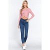 Slickblue Women's Crew Neck Knotted Crop Sweater, Soft Stretch Knit, Cotton Pink Color, Size S-L - 2 of 4