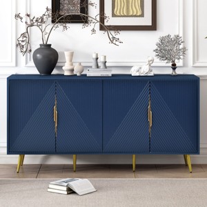 Storage Cabinet With Wave Geometric Design, Accent Cabinet With Adjustable Conical Legs,  Modern Cabinet-Cuddlewood - 1 of 4