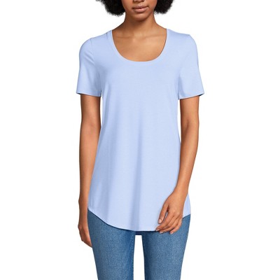 Lands' End Women's Short Sleeve Power Performance Scoop Neck Curved Hem Tunic Tee