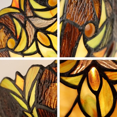 Victorian Bronze Glass Wall Sconce with Multi-Colored Shade