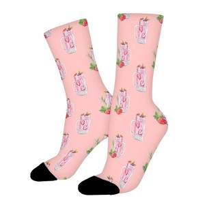 Watercolor Drinks Women Printed Crew Socks Funny Funky Socks Soft Polyester Novelty Gifts for Artists Men - 1 of 4