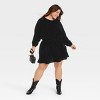 Women's Long Sleeve Velvet Mini A-Line Dress - Universal Thread™ Black - image 3 of 3