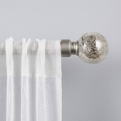 Silver Aged Sphere 1 Curtain Rod And Coordinating Finial Set