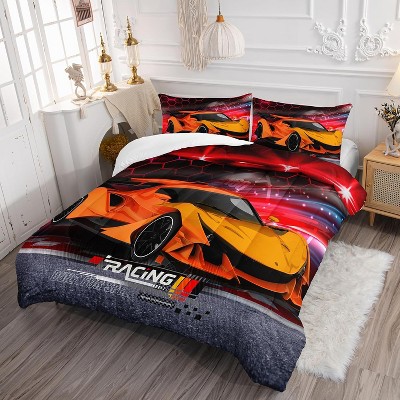Acoinel 3 Pcs Hypercar Lightwight Ultra Soft Comforter Set with 2 Pillowcases, TWIN, Orange