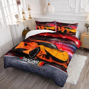 Acoinel 3 Pcs Hypercar Lightwight Ultra Soft Comforter Set with 2 Pillowcases, TWIN, Orange - 1 of 4