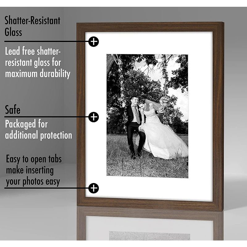 Americanflat Picture Frame with tempered shatter-resistant glass - Available in a variety of sizes and styles, 4 of 8