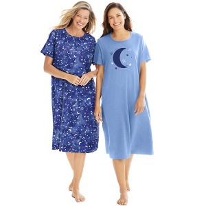 Dreams & Co. Plus Size 2-Pack Long Sleepshirts - 1 of 4