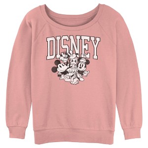 Juniors Womens Mickey & Friends Retro Black and White Group Sweatshirt - 1 of 3