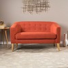 NicBex Upholstered Loveseat Sofa with Tufted Button Back Modern Comfy 2 Seater Couch with Wood Legs for Living Room,Bedroom,Orange - image 2 of 4