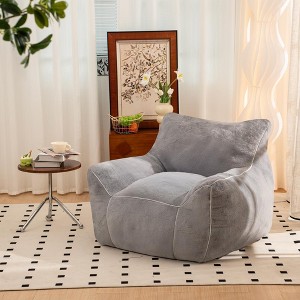 Gulches Comfy Bean Bag Sofa for Adults with Back Support, Gray Faux Fur Floor Sofa, Stuffed Bean Bag Chair for Living Room Bedroom - 1 of 4