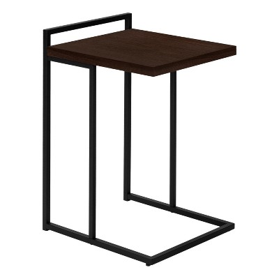Monarch Specialties Accent Table, C-shaped, End, Side, Snack, Living Room, Bedroom, Brown Laminate, Black Metal, Contemporary, Modern