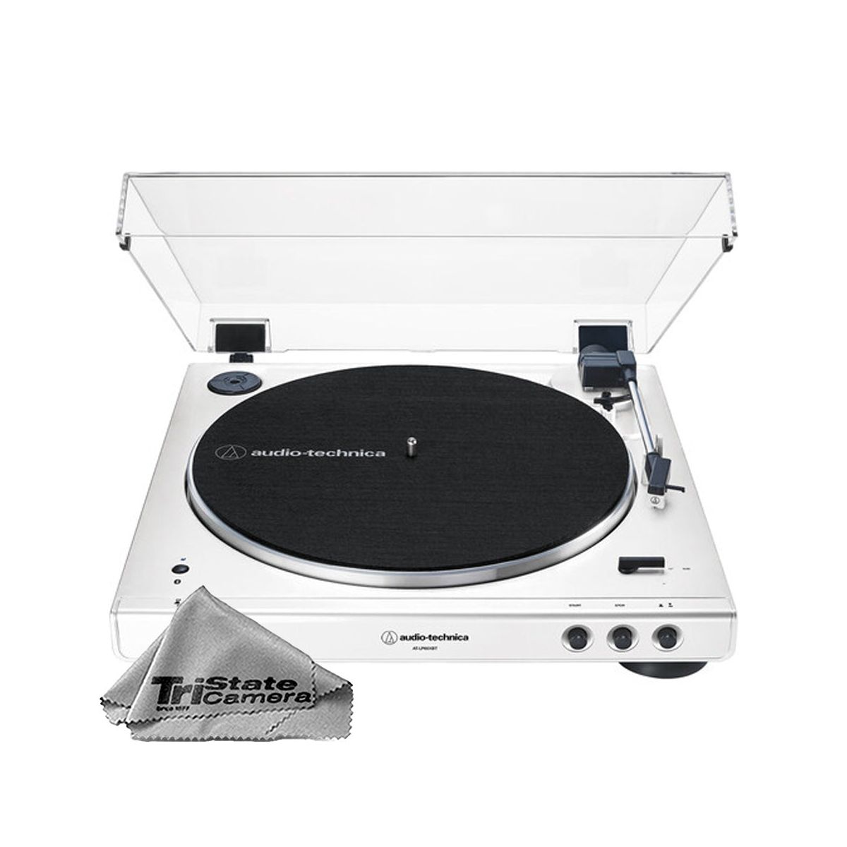 Audio-Technica AT-LP60XBT Stereo Turntable with Bluetooth (White) + Microfiber Cloth