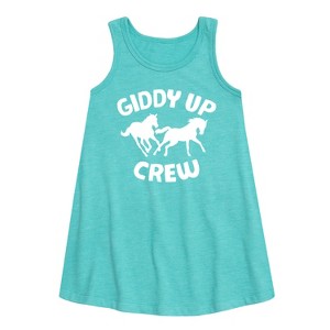 Girls' - Instant Message - Giddy Up Crew Graphic Sleeveless Aline Dress - 1 of 4