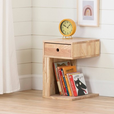 Natural Rubberwood Scandinavian 1-Drawer Nightstand