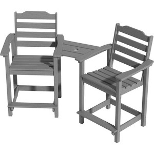 Tall Adirondack Chairs Set of 2 with Connecting Tray, 24 inches HDPE Bar Height Outdoor Chairs, All Weather Resistant for Balcony, Porch, Kitchen - 1 of 4
