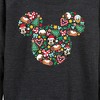 Women's - Disney - Mickey Mouse Christmas Ear Silhouette Lightweight French Terry Wide Neck Long Sleeve Shirt - 2 of 4