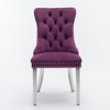 Akoasm Set of 2 Modern Tufted Solid Wood Velvet Upholstered Dining Chair with Chrome Stainless Steel Plating Legs-Olive-Purple - 3 of 4