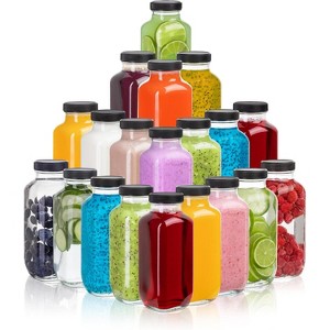 Glass Juice Bottles with Caps, Set of 3 Reusable 16 Oz Drink Containers for Juicing - 1 of 4