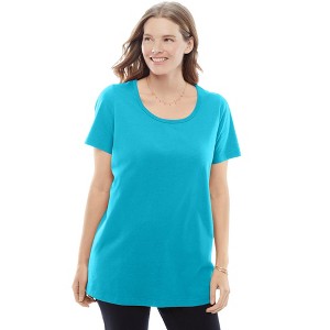 Woman Within Plus Size Perfect Short-Sleeve Scoopneck Tee - 1 of 4