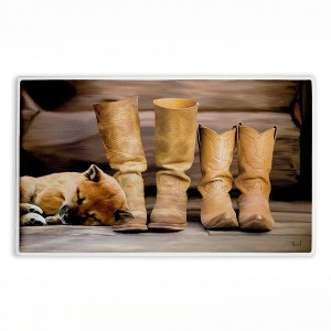 Stupell Industries Sleepy Puppy & Cowboy Boots Printed Plush Bath Mat And Bath Rug, Design By Renel Peters, 18"X30" - 1 of 4