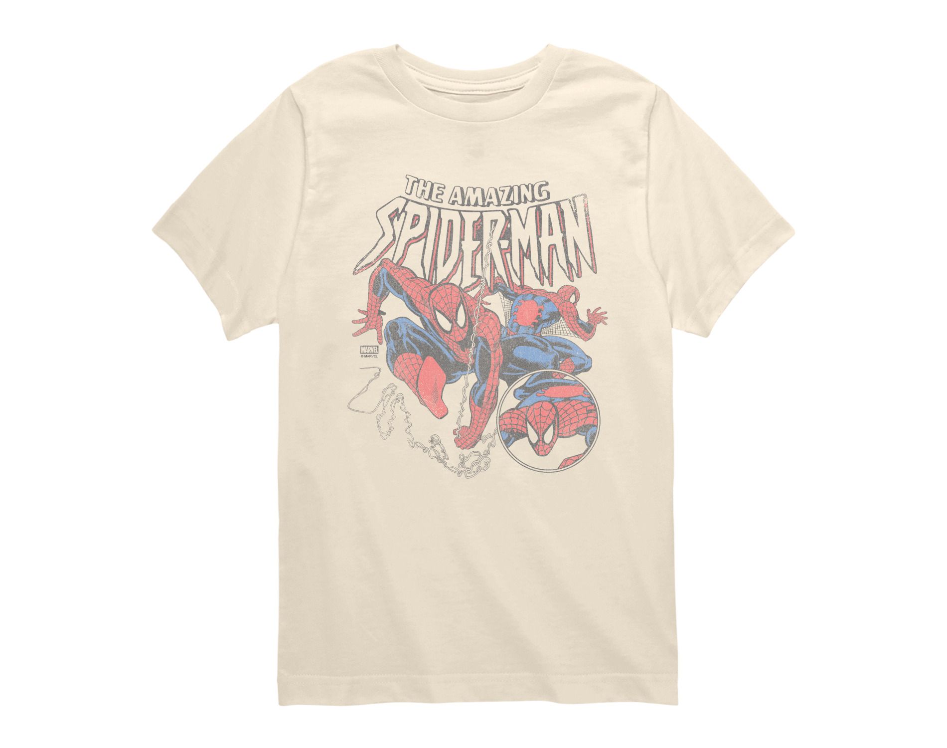 Boys' Marvel Spider-Man Web Circle Short Sleeve Graphic T-Shirt - Cream - Large