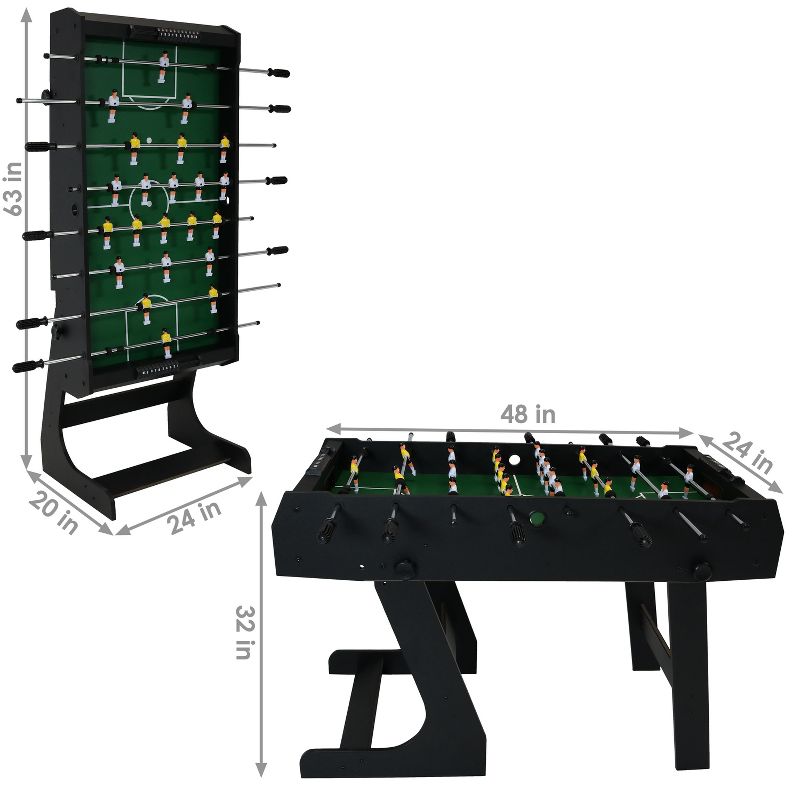 Sunnydaze Indoor Space-Saving Folding Family Foosball Soccer Game Table with Manual Scorers - 48" - Black, 5 of 15