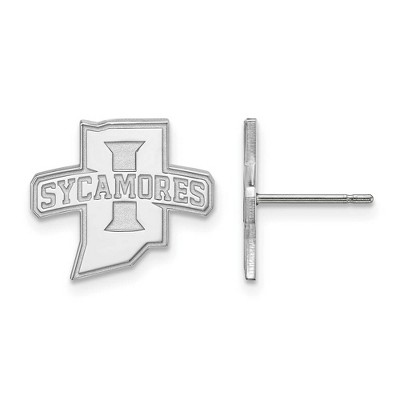 Black Bow Jewelry 10k White Gold Indiana State Sycamores NCAA Post Earrings