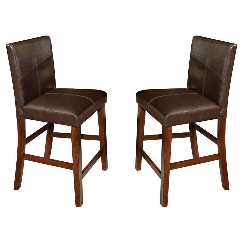 Set of 2 24&#34; Kona Parsons Counter Height Barstools with Faux Leather Seat Dark Raisin Finish - Intercon, 1 of 2