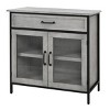 2 Door Wood and Metal Cabinet - StyleCraft: Mango Veneer, Industrial Accent Storage, No Assembly Required - 2 of 4