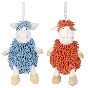 REGALWOVEN Cute Sheep Chenille Soft Absorbent Quick Drying Fuzzy Ball Hand Towel 9" x 13" 2 Pcs - 1 of 4