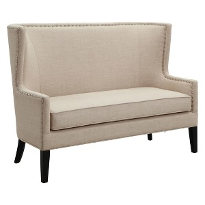 Mendelson Contemporary Wingback Nailhead Trim Bench Beige - ioHOMES