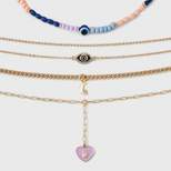 Girls' 5pk Mixed Choker and Layered Necklace Set with Moon and Eye Charms - art class™