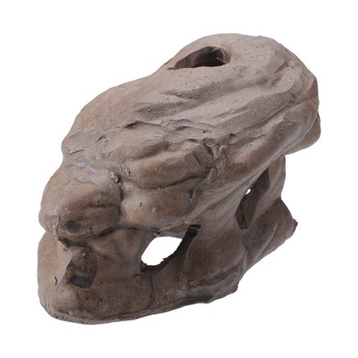 Unique Bargains Hiding Rock Small Fish Aquarium Decorations Ceramic Cave Brown 5.71"x3.15"x2.56" 1 Pc
