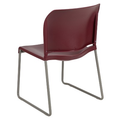 Gray Ergonomic Mid-Back Metal Stacking Chair