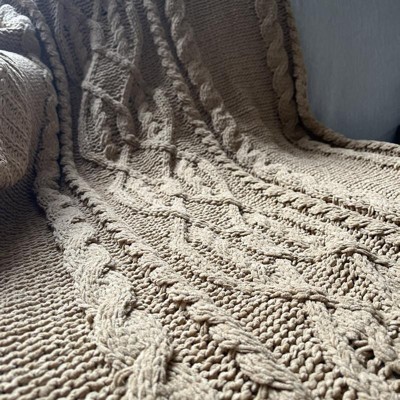 Cable Knit Chenille Throw Blanket Cream - Threshold™ : Target