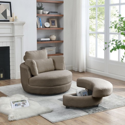 Turner cuddler swivel best sale chair with storage ottoman