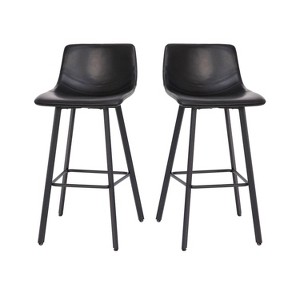 Taylor & Logan Set of 2 Brandy Bucket Seat Barstools - 1 of 4