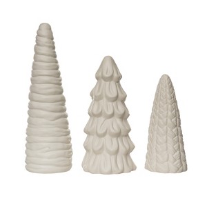 Transpac Dolomite 12.5 in. White Christmas Tree Set of 3 - 1 of 4