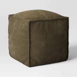 Costa Cotton Velvet Pouf with Removable Fill Olive Green - Threshold™