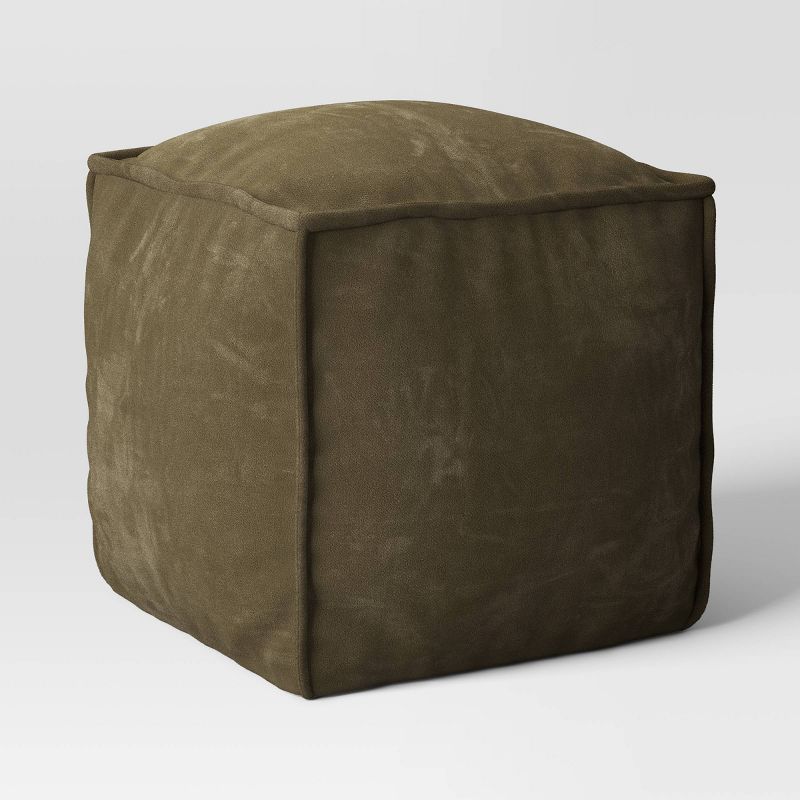 Costa Cotton Velvet Pouf with Removable Fill Olive Green - Threshold&#8482;, 1 of 8
