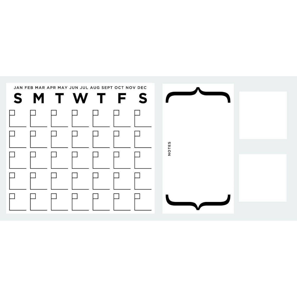 Dry Erase Calendar Peel and Stick Giant Wall Decal Set White/Black - RoomMates: Reusable, Modern Decor, Vinyl Wall Stickers, Easy Application