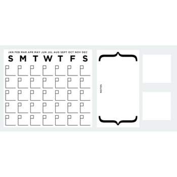 Dry Erase Calendar Peel and Stick Giant Wall Decal Set White/Black - RoomMates