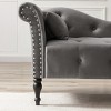 Beautyolove 60.6" Velvet Chaise Lounge Buttons Tufted Nailhead Trimmed Solid Wood Legs with 1 Pillow,Grey - 2 of 4