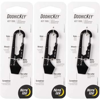 Nite Ize DoohicKey Keychain Multi Tool - Stainless Steel 5-in-1 Multi Tool With Bottle Opener and Carabiner Clip - Black - 3 Count (3 Pack)